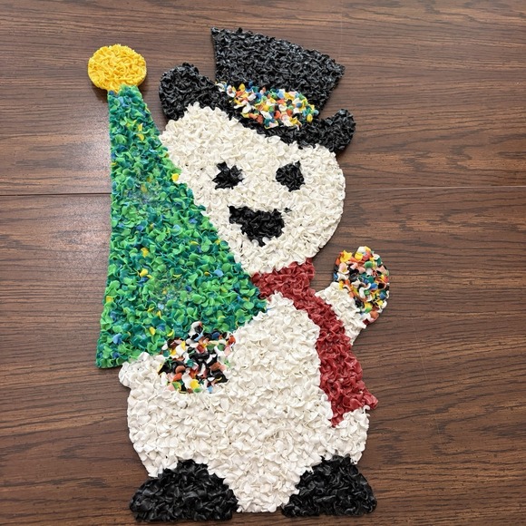 Other - Vintage‎ Melted Popcorn Plastic Popcorn Christmas Snowman Wall Decor